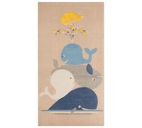Beliani Tapis Chambre d'enfant Motif Baleines 80 x 150 cm en Coton Beige Seai