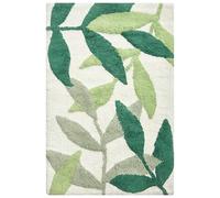 Beliani Tapis de Bain Vert Foncé Coton 60 x 90 cm Moderne en Rectangulaire | Tissu, Motif de plante, Beige, Touffeté, Hauteur de Poils 1 cm