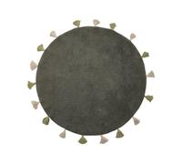 Beliani Tapis en Coton 120 cm avec Pompons Lavable en Machine Rond Décoration Enfants Vert Foncé Kodinhi