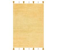 Beliani Tapis en Coton 140 x 200 cm avec Pompons Lavable en Machine Rectangulaire Décoration Enfants Jaune Kodinhi