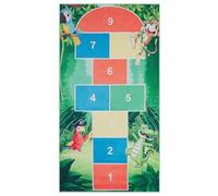 Beliani Tapis Enfant Vert avec Marelle Multicolore 80 x 150 cm Doux au Toucher et Antidérapant Parfait comme Accessoire de Jeu et de Décoration