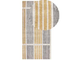 Beliani Tapis Jaune et Noir en Coton 80 x 150 cm à Rayures Rectangulaire Poil Ras Katra