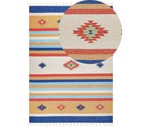 Beliani Tapis Kilim avec Motif Géométrique 200 x 300 cm en Coton Multicolore Taronik