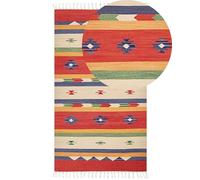 Beliani Tapis Kilim avec Motif Géométrique 80 x 150 cm en Coton Multicolore Alapars