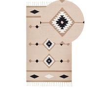 Beliani Tapis Kilim Réversible à Poil Ras 80 x 150 cm en Coton Multicolore Berdik