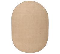 Beliani Tapis Moderne en Polyester à Poils Longs 160 x 230 cm Tufté à la Machine Forme Ovale Beige Demre