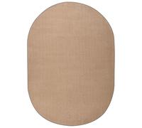 Beliani Tapis Moderne en Polyester à Poils Longs 160 x 230 cm Tufté à la Machine Forme Ovale Beige Sable Demre
