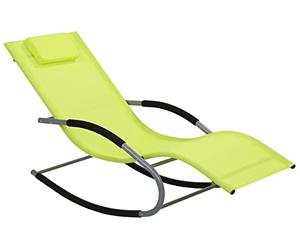 Beliani Transat Bain de Soleil Fonction Bascule en Acier Noir et Maille Bleu Matières Durables et Design Moderne pour Jardin ou Terrasse