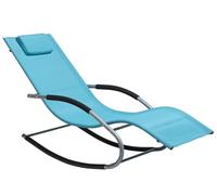 Beliani Transat Bain de Soleil Fonction Bascule en Acier Noir et Textile Bleu Turquoise Matières Durables et Design Moderne pour Jardin ou Terrasse