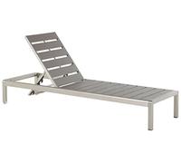 Beliani Transat de Jardin en Aluminium et Bois Composite Gris Dossier Réglable en 4 Nardo