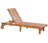 Beliani Transat de Jardin Inclinable et Pliable en Bois d'Acacia Clair Pietralunga