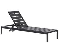 Transat de Jardin Moderne avec Dossier Réglable en Aluminium Tout Noir Nardo