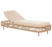 Beliani Transat Extérieur Réglable en Polyrotin et Aluminium avec Coussin Beige Osini