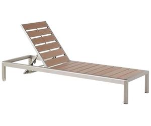 Beliani Transat Marron Aluminium Jardin Composite Dossier Réglable