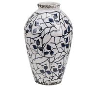 Beliani - Vase Décoratif - Mallia - 22 cm de Hauteur, en Céramique, Blanc et Ble