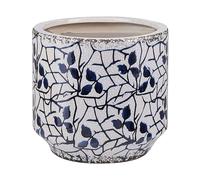 Beliani - Vase Décoratif - Myos - 15 cm de Hauteur, en Céramique, Blanc et Bleu