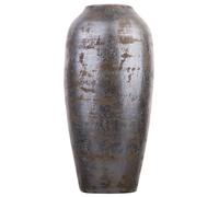 Vase Décoratif de Forme Cylindrique fabriqué en Terre Cuite Peint en Couleur Grise Foncé 48 cm de Hauteur au Style Antique Beliani
