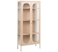 Beliani Vitrine Moderne Industrielle en Acier à 2 Portes Façade en Verre Beige Foxton