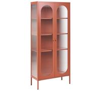Beliani Vitrine Moderne Industrielle en Acier à 2 Portes Façade en Verre Marron Doré Foxton