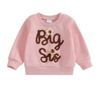 BeliBacca Pull Big Sister Little Sister Barboteuse Lettre Broderie Sweatshirt Body Toddler Nouveau-né Fille Printemps Automne Tenue Vêtements, Big Sis, 12-18 mois