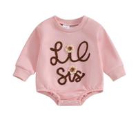 BeliBacca Pull Big Sister Little Sister Barboteuse Lettre Broderie Sweatshirt Body Toddler Nouveau-né Fille Printemps Automne Tenue Vêtements, Lil Sis, 0-3 mois