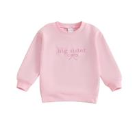BeliBacca Sweat-shirt à manches longues avec nœud brodé pour petite fille, grande sœur, petite sœur, haut assorti pour bébé fille, vêtements d'automne et d'hiver, rose, 2-3 Years