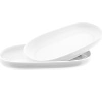 Belicia Plats de service Assiette de service 2 pièces en porcelaine blanche Ovale