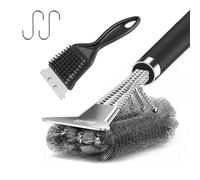BELICOO Lot de 2 brosses et grattoirs de 45,7 cm avec 1 petite brosse de nettoyage pour barbecue et poignée amovible, brosse de barbecue pour barbecue en plein air, accessoires de grill, cadeaux pour