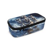Belidome Grande trousse à crayons avec fermeture éclair pour fournitures scolaires pour enfants et adolescents, Wolf Running, Taille unique, Organiseur de sac