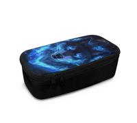 Belidome Grande trousse à crayons avec fermeture éclair pour fournitures scolaires pour enfants et adolescents, Wolf Blue Fire, Taille unique, Organiseur de sac