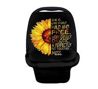 Belidome Housse d'allaitement noire motif tournesol pour chaise haute, She is Life Itself Wild and Free