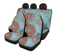 Belidome Housses de sièges auto, fleur bohème mandala, universelles, extensibles, accessoires pour voiture, protection décorative contre la saleté
