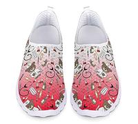 Belidome Mignon Ours Infirmière Baskets Rouges Femmes Adolescents Baskets en Maille Rouge Blanc Chaussures