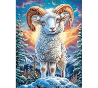 Bélier dans la Montagne enneigée 300 Pieces Casse-tête Famille en Carton sans Déformation Haute Qualité Animal Plante Difficulté Moyenne Activité Familiale Anti-Stress Cadeau 300 PCS