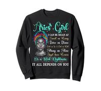 Bélier Fille Noire Reine Zodiaque Anniversaire Afro Cheveux Naturels Sweatshirt
