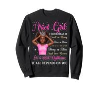 Bélier Fille Noire Reine Zodiaque Anniversaire Afro Femmes Rose Sweatshirt