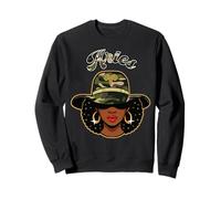 Bélier Reine Camo Femme Noir Anniversaire Signe du Zodiaque Sweatshirt