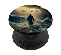 Believe - Citation de Jésus-Christ Foi chrétienne inspirante PopSockets PopGrip Interchangeable