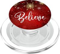 Believe Flocons de Neige en Cristal Rouge/Jaune/Blanc PopSockets PopGrip pour MagSafe