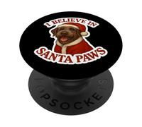 Believe in Santa Paws Griffon pointant de Noël à Poil Dur PopSockets PopGrip Adhésif