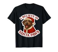 Believe in Santa Paws Griffon pointant de Noël à Poil Dur T-Shirt