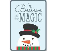 Believe in The Magic Snowman Christmas Decor Holiday Metal Sign