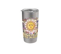 Believe in the Magic Sun Champignon Boho Hippie Art Gobelet isotherme en acier inoxydable double paroi