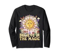 Believe in The Magic Sun Champignon Boho Hippie Art Manche Longue