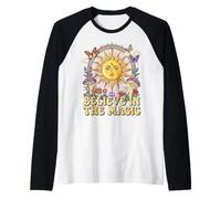 Believe in The Magic Sun Champignon Boho Hippie Art Manche Raglan