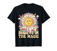 Believe in The Magic Sun Champignon Boho Hippie Art T-Shirt