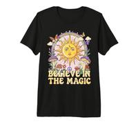 Believe in The Magic Sun Champignon Boho Hippie Art T-Shirt Haut de Gamme