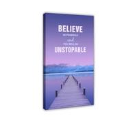 Believe in Yourself Quote Inspirational Wall Art You Will Be Unstoppable Motivational Poster for Bedroom Office Living Room Decor(Framed,08X12inch(20X30cm))