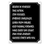 Believe In Yourself Take Action Retro Wall-Art 12x8 Inch