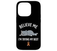 Believe Me Im Trying My Best Tired Cat Orange Awareness Coque pour iPhone 14 Pro